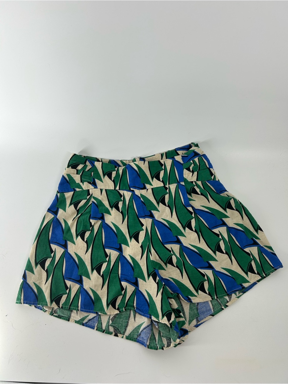Zara Green Blue and Cream Printed Shorts Set - Picture 4 of 12